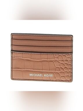 Michael Kors Croc-Embossed Card Holder in Tan 🤎✨